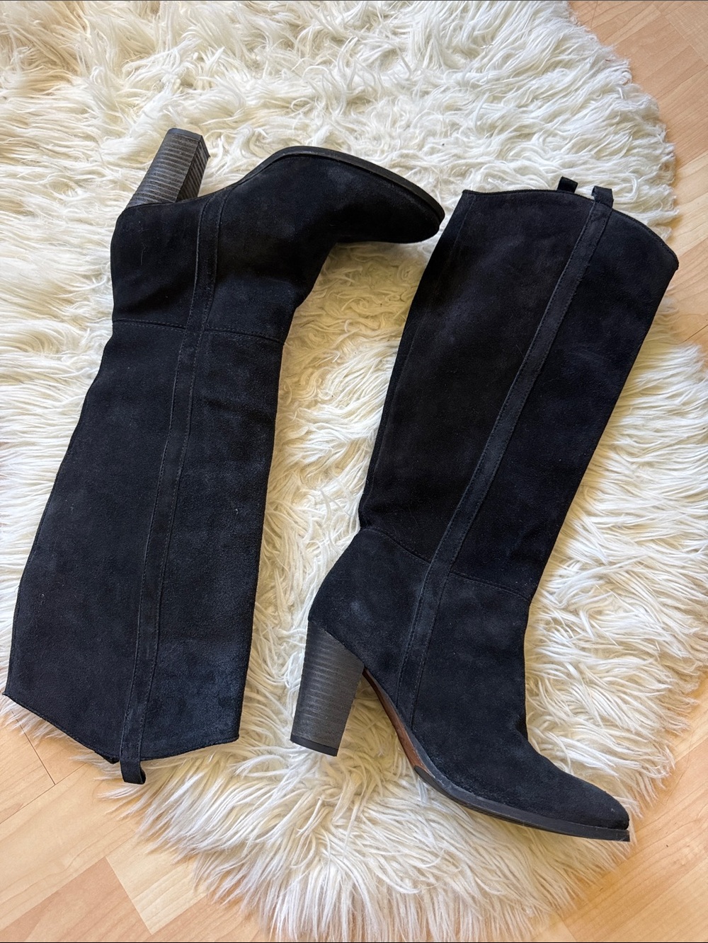 Boden Knee High Black Suede Boots 40 (9) - Picture 7 of 7